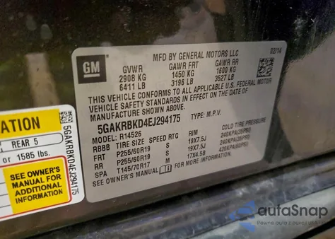 2014 Buick Enclave z USA, uszkodzony, nr VIN 5GAKRBKD4EJ294175